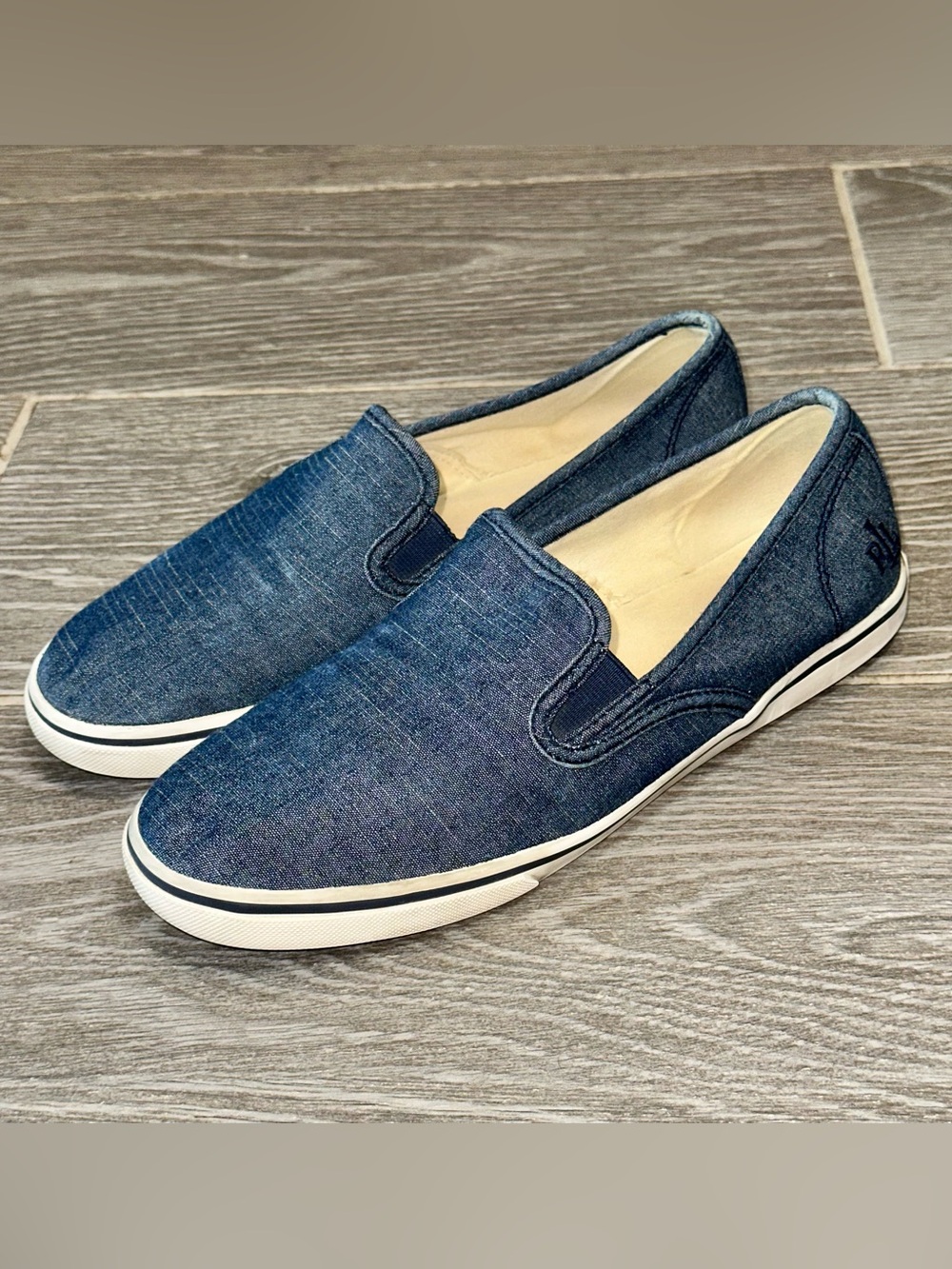 Lauren Ralph Lauren Janis Blue Chambray Women’s 9.5B Woven Casual Slip On Shoes